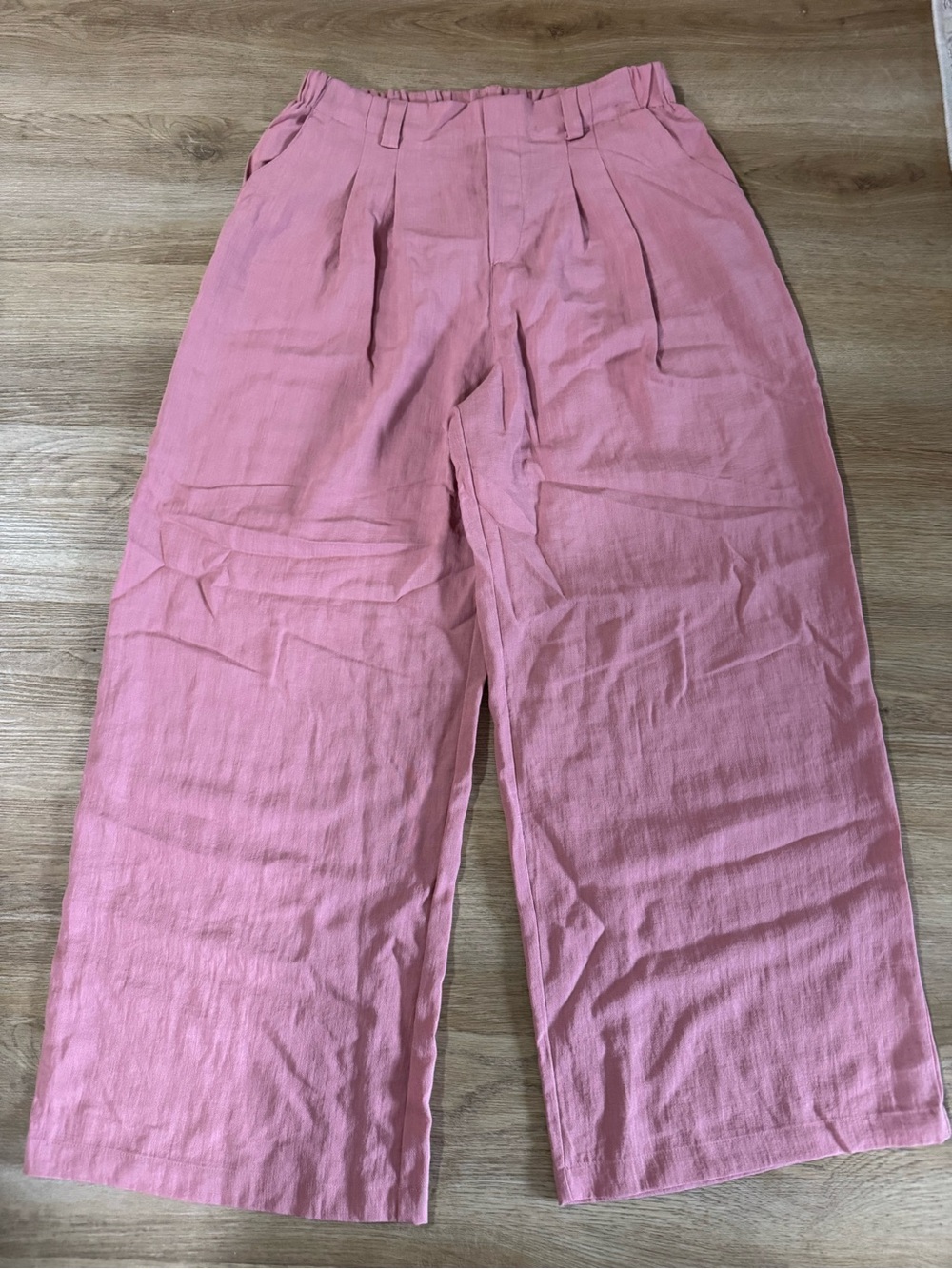 HALARA Rose Pink Wide-Leg Pleated Trousers